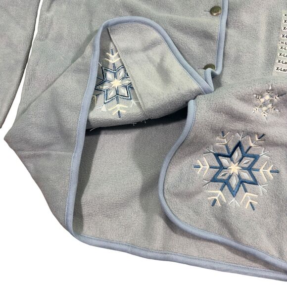 E.M.I. Sportswear Jacket Women's XL Blue Fleece Embroidered Snowflake Winter Top - Picture 7 of 9